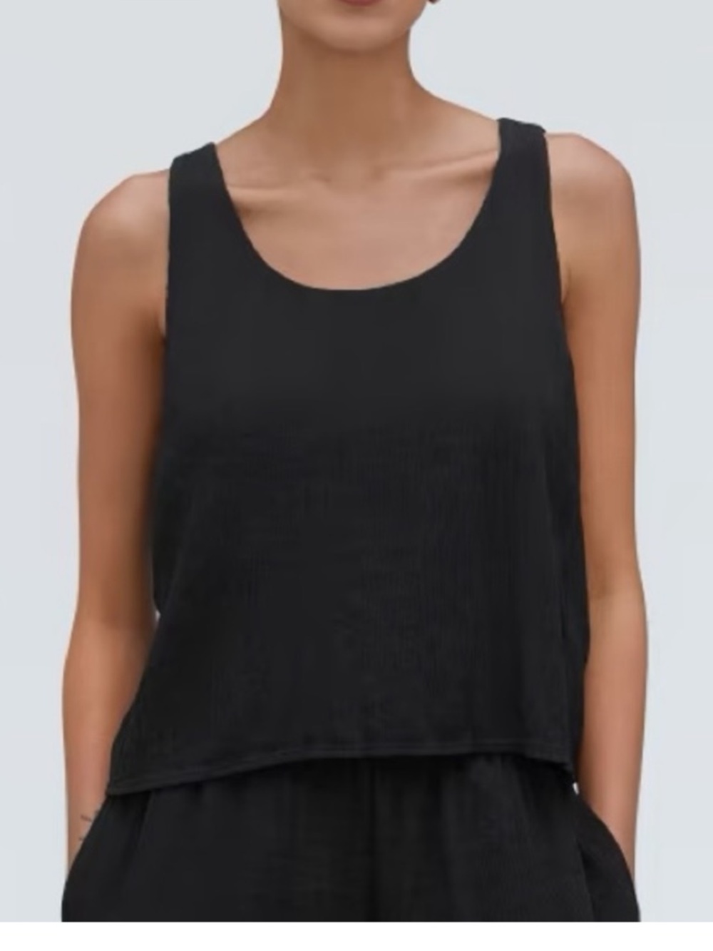 EVERLANE Naia Ripple Tank black size Large Petite